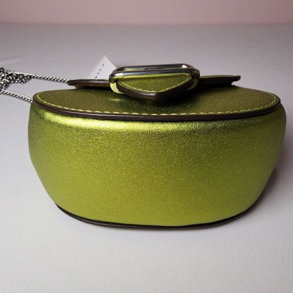 NWT COACH CP245 Morgan Card Case Chain Metallic Leather Metallic Citrine - Picture 6 of 6